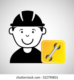 construction worker wrench tool graphic vector illustration eps 10