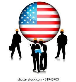 Construction Workers with American Internet Button