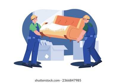 Construction workers arranging interior Illustration concept on white background
