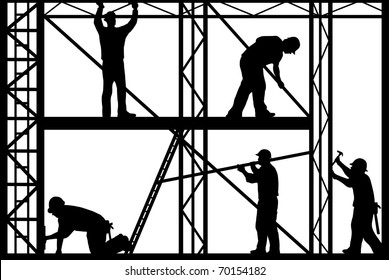 construction workers isolated on white