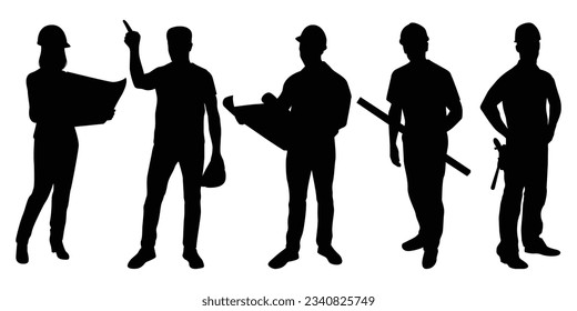 Construction Workers or Labor silhouettes vector illustration