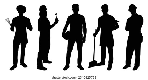 Construction Workers or Labor silhouettes vector illustration