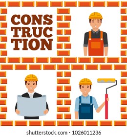 construction workers lettering set