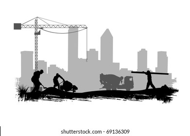 construction workers on site illustration