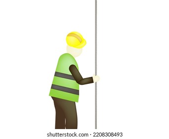 Construction workers are setting up deformed bar. on the construction site. Vector