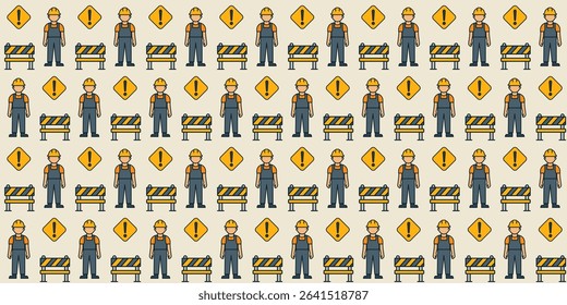 Construction workers and signs design