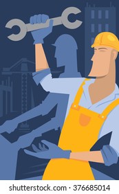 Construction Workers, Strong Builders (Vector Art)