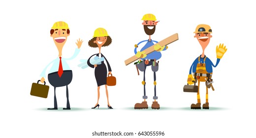 Construction workers team. Vector illustration.

