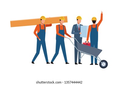 Construction workers workers tools