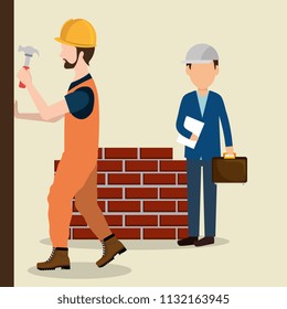 construction workers with under construction icons