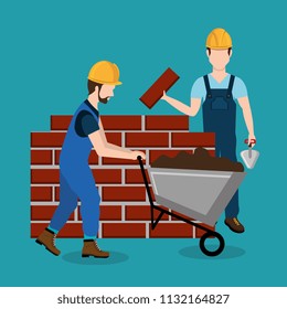 construction workers with under construction icons