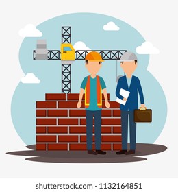 construction workers with under construction icons