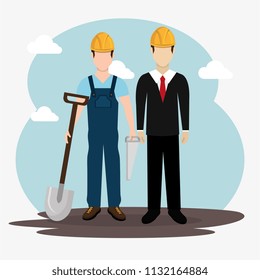 construction workers with under construction icons