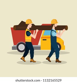 construction workers with under construction icons
