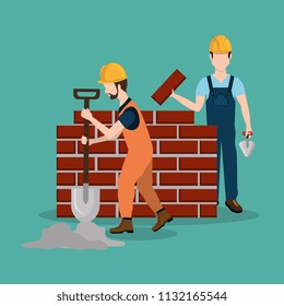 construction workers with under construction icons