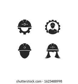 construction workers and under construction logo vector icon template design 