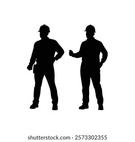 Construction workers vector silhouette illustration  