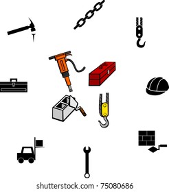 Construction Working Illustrations Symbols Set Stock Vector (Royalty ...