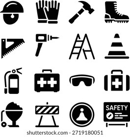 Iconos de herramientas de Industrial de trabajo de construcción