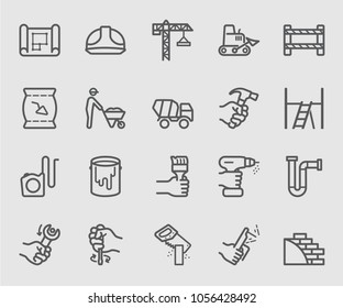 Construction working line icon