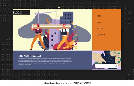 Construction works and building project landing page template 