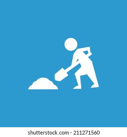 construction works icon, isolated, white on the blue background. Exclusive Symbols 
