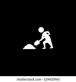 construction works icon, isolated, white  background