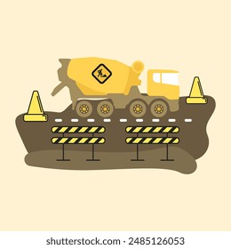 Construction works icon. Road warning sign vector. icon for error on a website page. Set of construction equipment and protection.Prohibitory construction fence icon. Danger barrier vector.