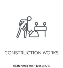 Construction works linear icon. Modern outline Construction works logo concept on white background from Construction collection. Suitable for use on web apps, mobile apps and print media.