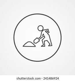 construction works outline thin symbol, dark on white background, logo editable, creative template 