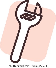Construction wrench, illustration or icon; vector on white background.
