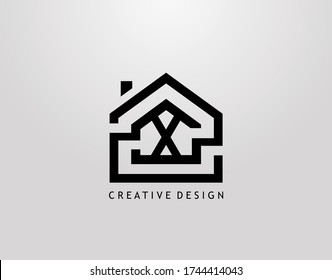 Construction X Letter Logo. House Real Estate Architecture Construction Logo 