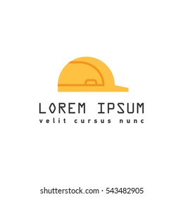 Construction yellow helmet flat icon. Vector illustration isolated on white background