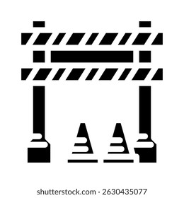 Vector de icono de glifo de carretera de la zona de construcción. señal de carretera de la zona de construcción. ilustración de símbolo aislado