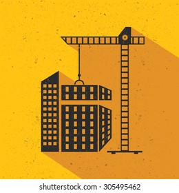 Construction,building flat design,yellow version,vector