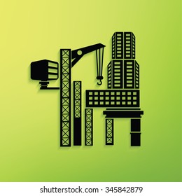 Construction,building on green background,clean vector