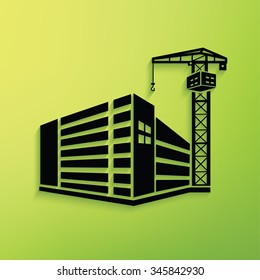 Construction,building on green background,clean vector