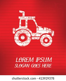 Construction,car on red background,poster grunge design