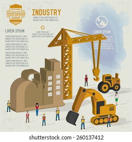 Construction,industrial,character design and blank for your text,clean vector