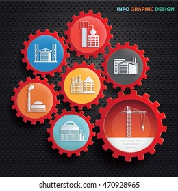 
Construction,industry design,gear info graphic on clean background,vector