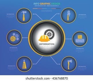 Construction,Industry info graphic design on blue background,vector