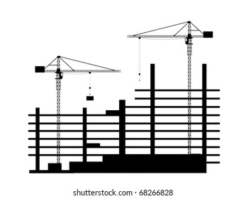 Constructions with cranes vector