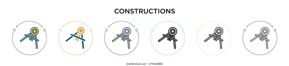 Constructions icon in filled, thin line, outline and stroke style. Vector illustration of two colored and black constructions vector icons designs can be used for mobile, ui, web
