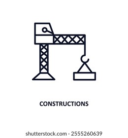 constructions outline icon.  Thin line icon from construction collection. Editable vector isolated on white background