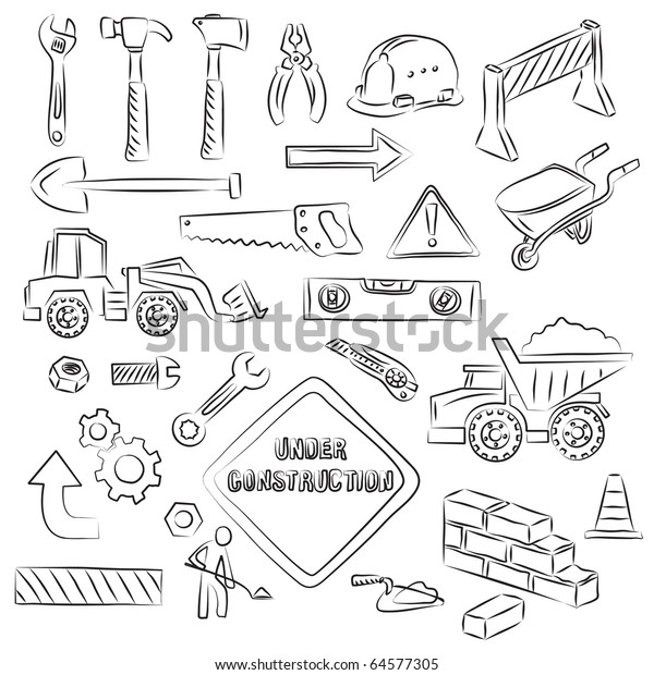 Constructions Signs Tools Clipart Set Stock Vektorgrafik Lizenzfrei