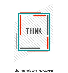 Constructive flat color frame. Geometry red modern background. Stylized abstract backdrop.  Material design green frame