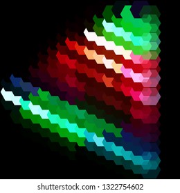 Constructive geometric pattern in shades of neon colors. The style in polished digital world.