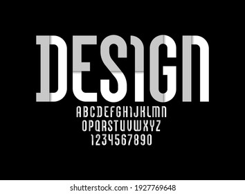 Constructive original font, modern alphabet, retro letters and numbers made of parts gray colors, vector illustration 10EPS