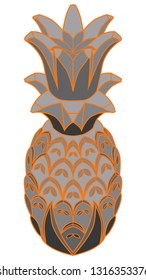 Constructive pattern pineapple in gray with an orange stroke.