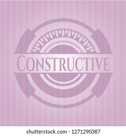 Constructive realistic pink emblem
